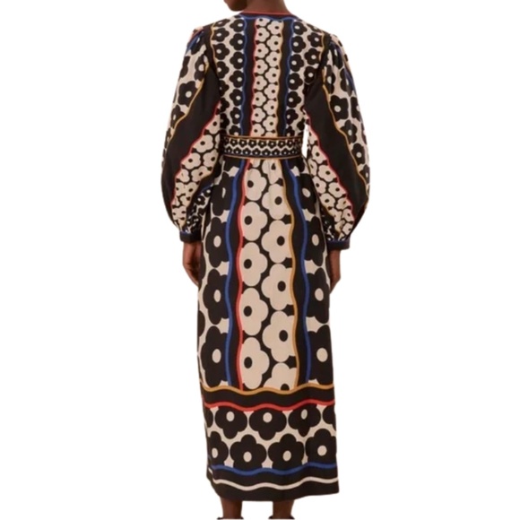 NWT Farm Rio Black and White Farm Daisy Plunging Neck Maxi Dress (S) - Picture 2 of 9